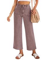 Crop Jeans LookBookstore Feminina Marrom-Noz Tamanho GG