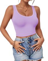 Crop Top AURUZA sin mangas con escote en U y espalda racer en lavanda, talla 2XL