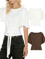 Crop Top Bell Princess Summer para mulheres marrom/branco tamanho S