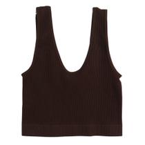 Crop top decote v fem v26012 b+ chocolate p