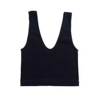 Crop top decote v fem v26012 b+ preto g