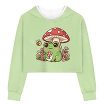 Crop Top Hoodie Tongluoye Mushroom Frog para meninas de 8 a 10 anos Crop Top Hoodie Tongluoye Mushroom Frog para meninas de 8 a 10 anos