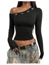 Crop Top Milumia Grommet Eyelet Off Shoulder para mulheres negras