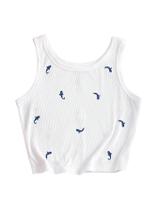 Crop Top SweatyRocks Chili Pepper bordado branco para mulheres