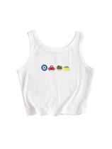 Crop Top SweatyRocks Chili Pepper Bordado Feminino Branco
