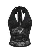 Crop Top Verdusa Gothic Goth Halter Mesh Sheer Black Women