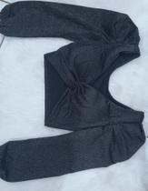 Cropd mangas bufantes lurex preto