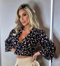 Croped Estampado Manga longa