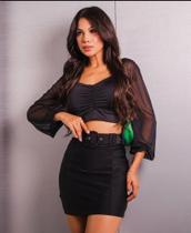 croped preto com mangas transparentes croped preto com mangas transparentes
