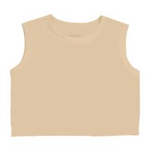 Croped s/ manga listrado b+, em malha algodão com poliester, ref r063 nude gg