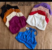 Cropet alfaiataria Safira TAM P cor azul Cropet alfaiataria Safira TAM P cor azul