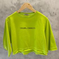 Cropped 100% Algodão Estampado ''Calma, C4ar4io'' Meme Verão