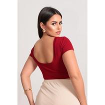 Cropped aberto nas costas em tecido de visco lycra Cropped aberto nas costas em tecido de visco lycra