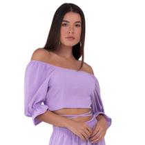 Cropped Air Fllow Ombro a Ombro Manga Bufante