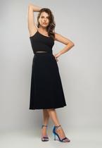 Cropped Alça Fina Canelado Preto Salvatore Fashion