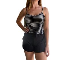 Cropped Alça Listrado Preto Tam M Dicanela Cropped Alça Listrado Preto Tam M Dicanela