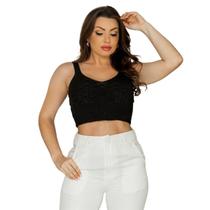 Cropped Alcinha Moda Blogueira Top Tricot Tranças