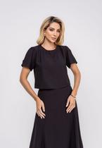 Cropped Alfaiataria Bufante Preto Salvatore Cropped Alfaiataria Bufante Preto Salvatore