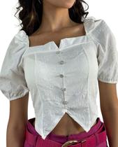 Cropped alfaiataria estilo corset botões cristais REF6001