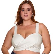 Cropped Alfaiataria Transpassado Bengaline Plus Size
