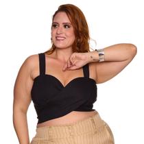Cropped Alfaiataria Transpassado Bengaline Plus Size