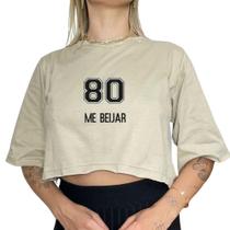 Cropped Algodão ''80 Me Beij4r'' Meme Frase Premium Cantada