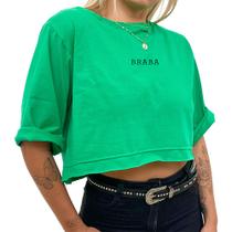 Cropped Algodão Estampado ''Braba'' Modinha Estilo Oversized