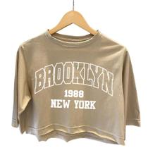 Cropped Algodão Estampado Brooklyn Manga Curta Oversized