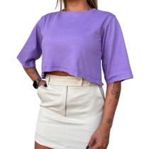 Cropped Algodão Feminino Liso Basico T-shirt Blusa Manga Curta