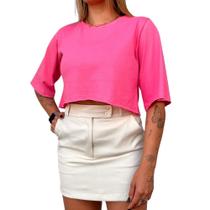 Cropped Algodão Feminino Liso Basico T-shirt Blusa Manga Curta