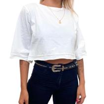 Cropped Algodão Liso Básico Manga Curta