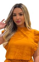 Cropped Alongado Manga Babadinho Cacay Laranja P, M e G tamanho:M Cropped Alongado Manga Babadinho Cacay Laranja P, M e G tamanho:M