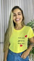 Cropped Amarelo Amor Gera 100% Algodão / Fio 30.1 Penteado P