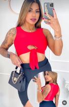 Cropped amarração com bojo vermelho