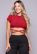 Cropped Amarração Cruzado Transpassado Moda Gringa