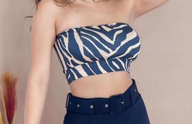 Cropped animal print zebra