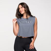 Cropped Arredondado Fitness Viscolycra Academia Liso Cinza Cropped Arredondado Fitness Viscolycra Academia Liso Cinza