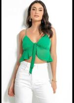 cropped ava rara chiffon tamnho M cor verde