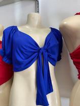 Cropped azul com laço