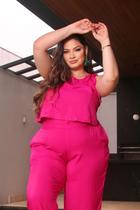 Cropped Babado Alícia Pink Plus Size
