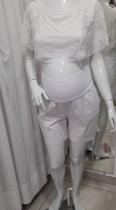 Cropped Babado E Renda Gestante BRANCO