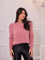 Cropped BASIC de frio pelinho liso manga longa decote redonda TX02