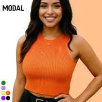 Cropped Básico Canelado Tricot Modal