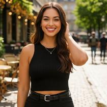 Cropped Básico Canelado Tricot Modal
