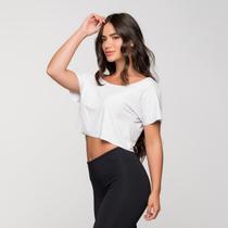 Cropped Básico Fitness Viscolycra Ombro Caído Branca Classic Cropped Básico Fitness Viscolycra Ombro Caído Branca Classic