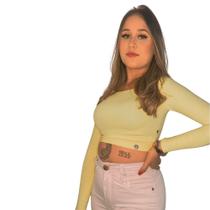 Cropped Básico Manga Longa Sal e Pimenta