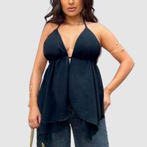 Cropped Bata Cortininha Decote De Amarrar Tendência Boho Chic