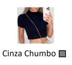 Cropped Blusa Blusinha Feminina Canelada Gola Alta Manga Curta Blogueira Cropped Blusa Blusinha Feminina Canelada Gola Alta Manga Curta Blogueira