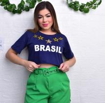 Cropped blusa Brasil copa estrela azul