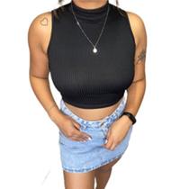 Cropped Blusa Canelado Gola Alta Lançamento verão/tendência